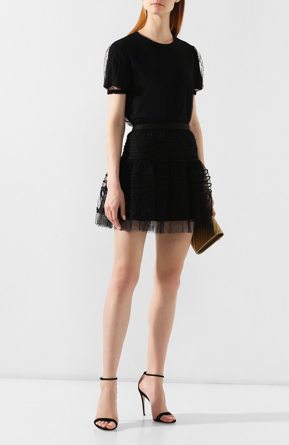 Хлопковый топ REDVALENTINO черного цвета по цене 17100 руб., арт. SR3MG01F/4FA, фото 2 Хлопковый топ REDVALENTINO, арт. SR3MG01F/4FA, фото 2