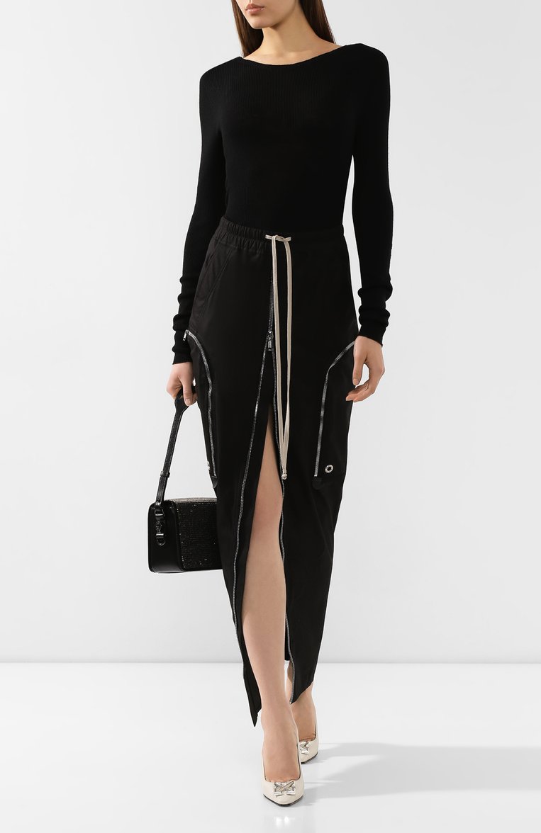 Женская хлопковая юбка RICK OWENS черного цвета, арт. RP20S1335/TE | Фото 2 (Материал внешний: Хлопок; Длина Ж (юбки, платья, шорты): Макси; Статус проверки: Проверена категория; Женское Кросс-КТ: Юбка-одежда)