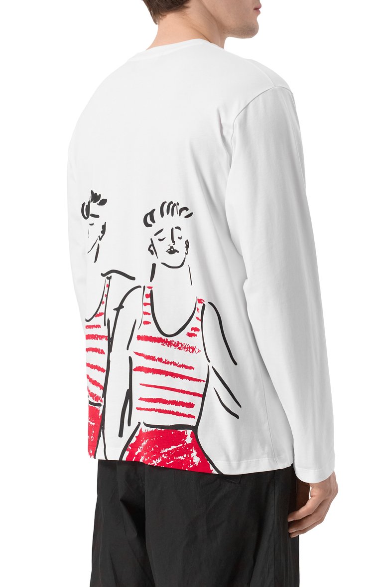 Мужская хлопковый лонгслив MSGM белого цвета, арт. 3840MM143/257002 | Фото 4 (Длина (для топов): Стандартные; Материал внешний: Хлопок; Рукава: Длинные; Принт: С принтом; Стили: Кэжуэл; Кросс-КТ: Джерси; Мужское Кросс-КТ: Футболка-одежда)