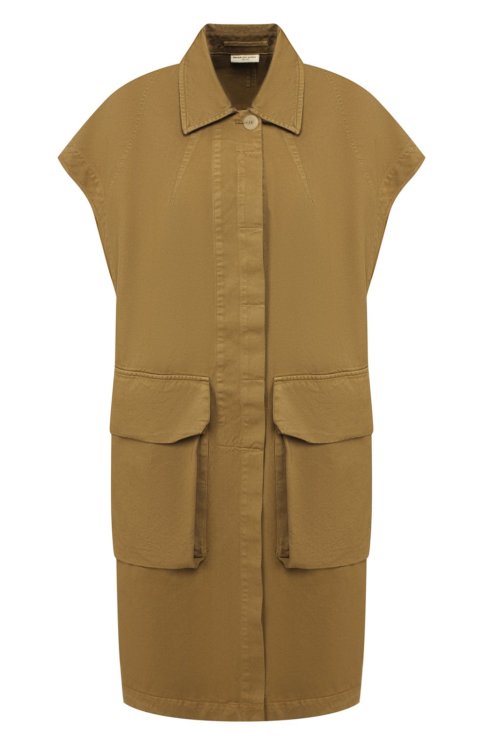 Хлопковое пальто DRIES VAN NOTEN хаки цвета по цене 57600 руб., арт. 191-10227-7292, фото 1 Хлопковое пальто DRIES VAN NOTEN, арт. 191-10227-7292, фото 1