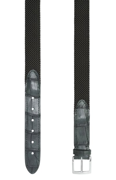 Ремень с отделкой из кожи крокодила KITON темно-зеленого цвета по цене 112000 руб., арт. USC4336N0134002/120-140, фото 3 Ремень с отделкой из кожи крокодила KITON, арт. USC4336N0134002/120-140, фото 3