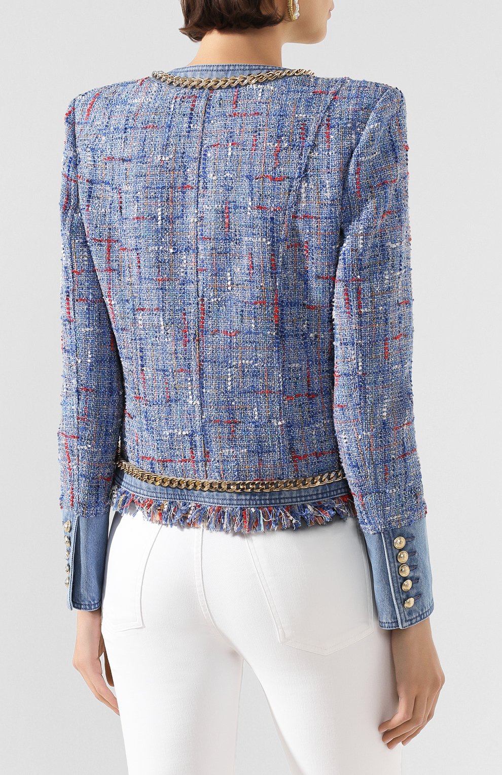 Жакет BALMAIN голубого цвета по цене 358000 руб., арт. TF17542/D017, фото 4 Жакет BALMAIN, арт. TF17542/D017, фото 4
