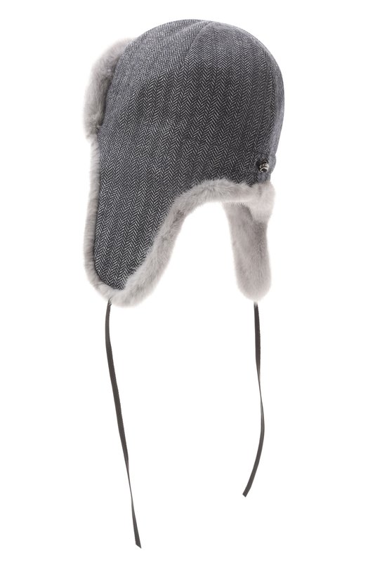 Шапка-ушанка Бруклин с отделкой из норки FurLand 0130910010036600093 Серый  0130910010036600093 Фото 2