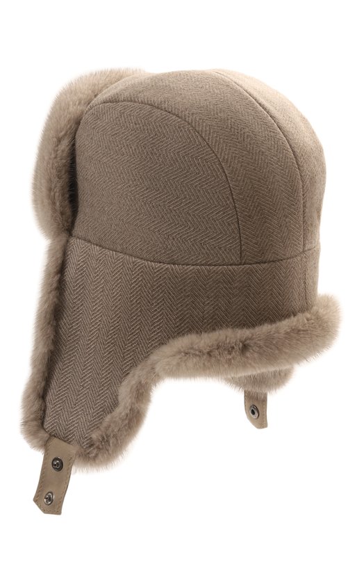 Шапка-ушанка с отделкой из норки FurLand 0201410010044600078 Бежевый  0201410010044600078 Фото 2