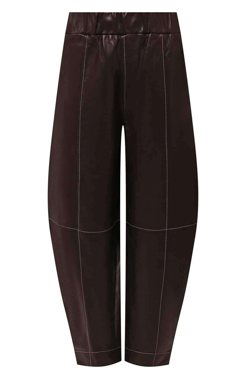 Кожаные брюки GANNI коричневого цвета по цене 69950 руб., арт. F6293, фото 1 Кожаные брюки GANNI, арт. F6293, фото 1