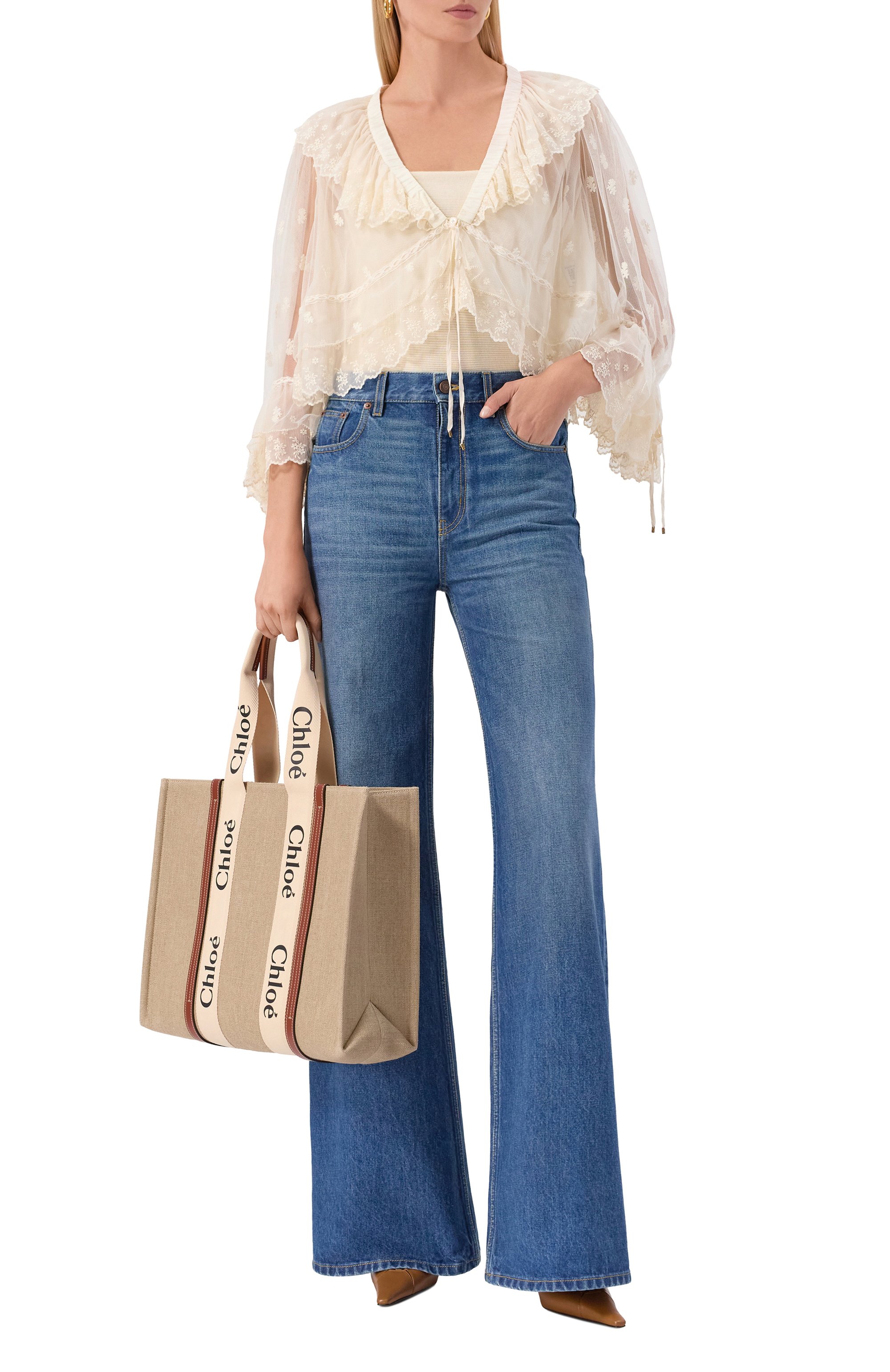 Сумка-тоут woody large CHLOÉ, арт. CHC22AS382I26, фото 7