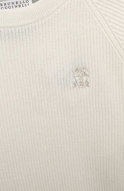 Хлопковый свитер BRUNELLO CUCINELLI белого цвета по цене 47550 руб., арт. B29M14400C, фото 3 Хлопковый свитер BRUNELLO CUCINELLI, арт. B29M14400C, фото 3
