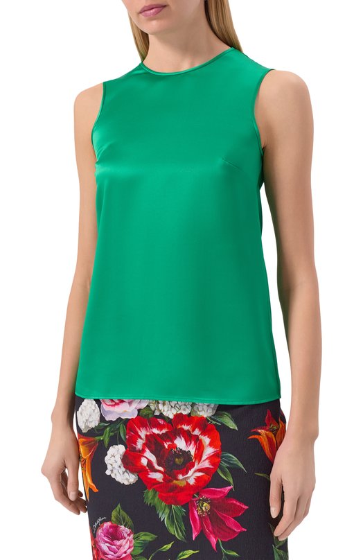 Атласный топ Dolce & Gabbana F7ZZCT/FU1AU Зелёный  F7ZZCT/FU1AU Фото 3