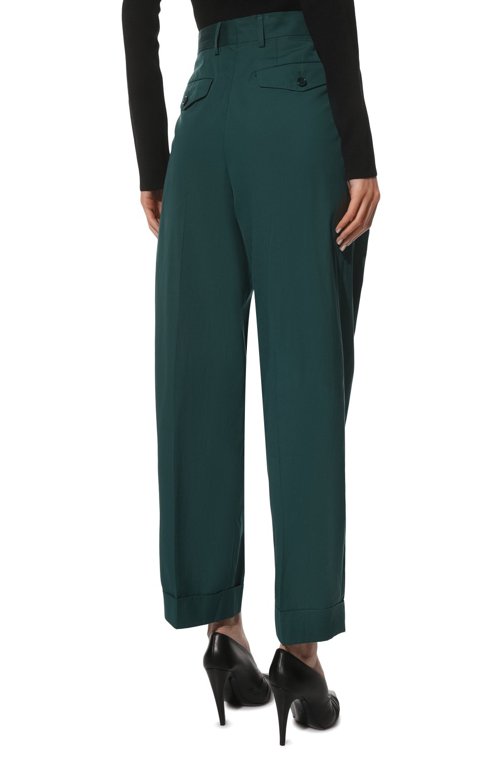 Хлопковые брюки DRIES VAN NOTEN темно-зеленого цвета по цене 59900 руб., арт. 221-010929-4046, фото 4 Хлопковые брюки DRIES VAN NOTEN, арт. 221-010929-4046, фото 4