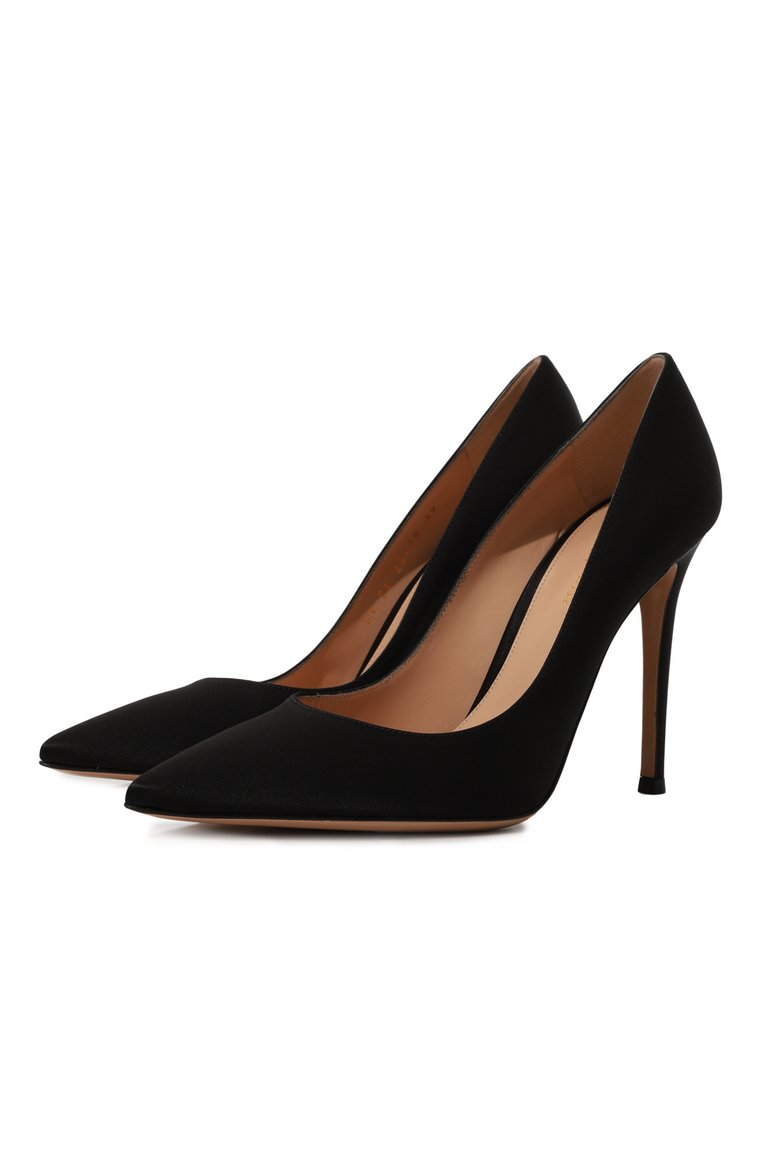 Женские атласные туфли gianvito 105 на шпильке GIANVITO ROSSI черного цвета, арт. G28470.15RIC.RASNER0 | Фото 1 (Каблук высота: Высокий; Материал внутренний: Натуральная кожа; Материал внешний: Текстиль; Подошва: Плоская; Каблук тип: Шпилька)