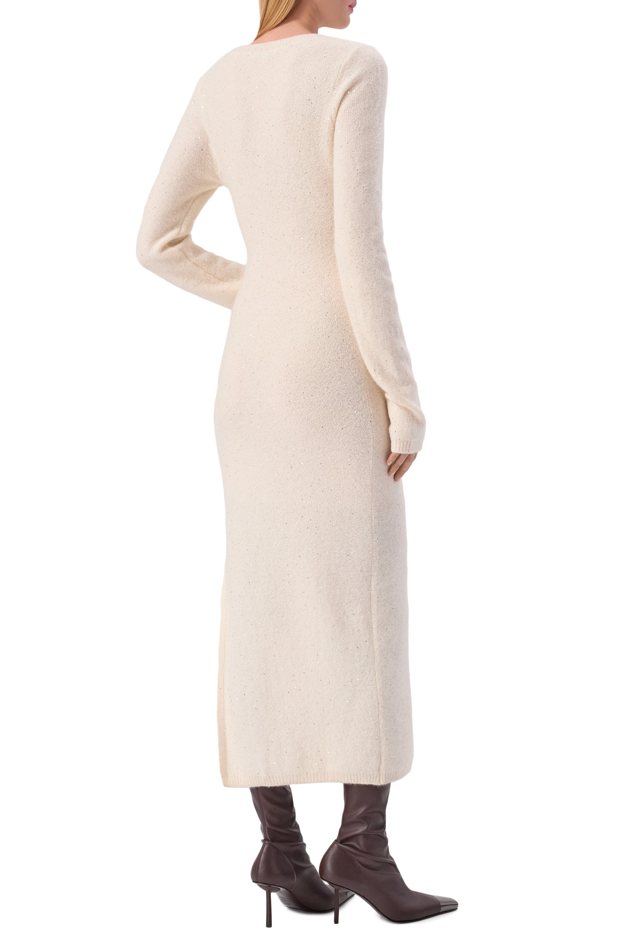 Платье из кашемира и хлопка ADDICTED бежевого цвета по цене 64050 руб., арт. MK914 SEQ-1, фото 3 Платье из кашемира и хлопка ADDICTED, арт. MK914 SEQ-1, фото 3