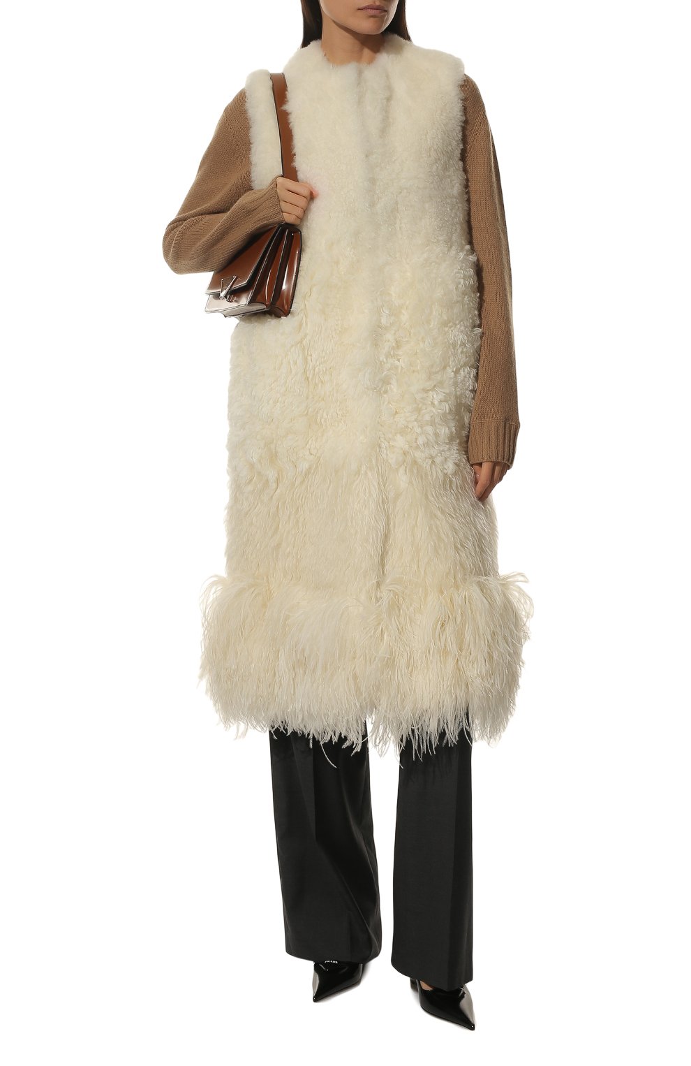 Жилет с отделкой перьями PRADA, арт. 59407-1XM8-F0009, фото 2