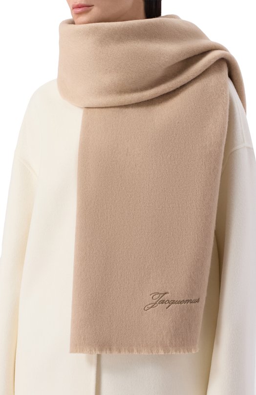 Шарф из шерсти и кашемира Jacquemus 25HACU00792/AK00290 Бежевый  25HACU00792/AK00290 Фото 2