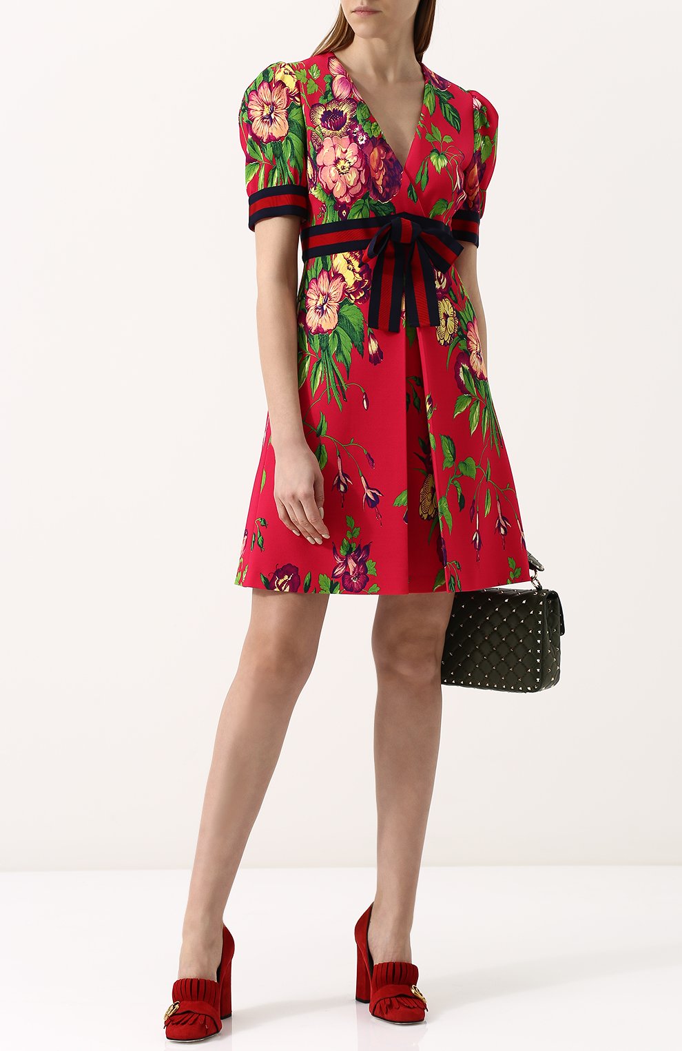 Приталенное мини-платье с завышенной талией и принтом GUCCI, арт. 501488/X7B05, фото 2