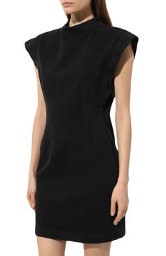 Женское джинсовое платье ISABEL MARANT черного цвета, арт. R00/388-B1H10I | Фото 3 (Кросс-КТ: Деним; Длина Ж (юбки, платья, шорты): Мини; Рукава: Короткие; Случай: Повседневный; Материал сплава: Проставлено; Материал внешний: Хлопок, Деним; Драгоценные камни: Проставлено; Женское Кросс-КТ: Платье-одежда; Стили: Кэжуэл)