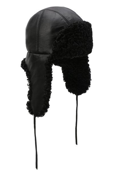 Кожаная шапка-ушанка с отделкой из меха каракульчи FURLAND, арт. 0017103910092100000, фото 1