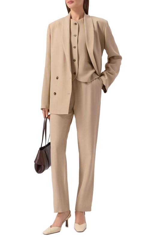 Жилет из вискозы и шерсти Loulou de Saison PAC0 Бежевый  PAC0 Фото 2