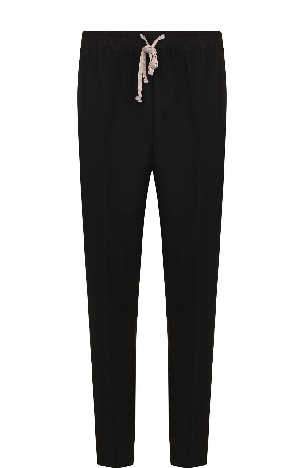 Шерстяные брюки прямого кроя с поясом на кулиске RICK OWENS черного цвета по цене 59650 руб., арт. RU18F1394/WH, фото 1 Шерстяные брюки прямого кроя с поясом на кулиске RICK OWENS, арт. RU18F1394/WH, фото 1