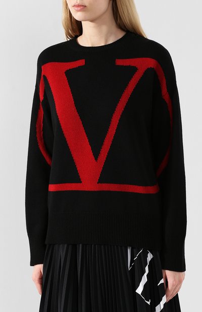 Кашемировый пуловер VALENTINO черного цвета по цене 209500 руб., арт. SB3KCA494U5, фото 3 Кашемировый пуловер VALENTINO, арт. SB3KCA494U5, фото 3