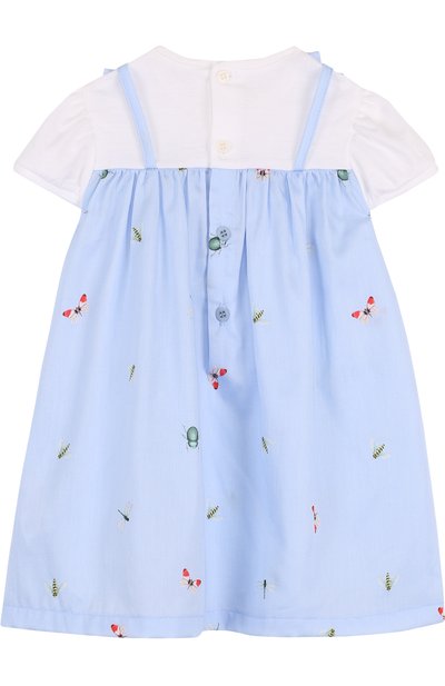 Хлопковое платье с принтом и оборкой IL GUFO голубого цвета по цене 11450 руб., арт. P18VM445C4039/2A, фото 2 Хлопковое платье с принтом и оборкой IL GUFO, арт. P18VM445C4039/2A, фото 2