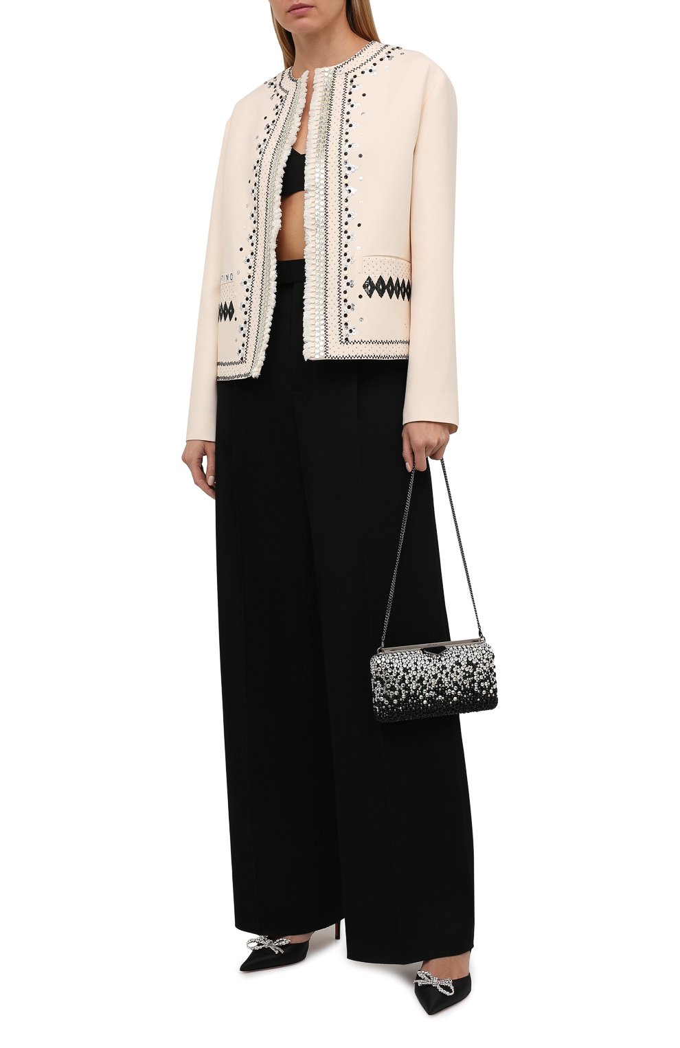 Жакет из шерсти и шелка VALENTINO кремового цвета по цене 545500 руб., арт. WB3CE2781CF, фото 2 Жакет из шерсти и шелка VALENTINO, арт. WB3CE2781CF, фото 2