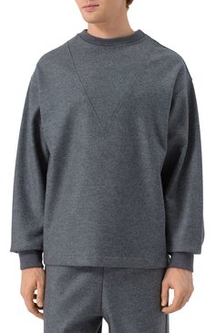 Мужской шерстяной свитшот JIL SANDER темно-серого цвета, арт. J61GU0002/J40045 | Фото 3 (Длина (для топов): Стандартные; Материал сплава: Проставлено; Рукава: Длинные; Драгоценные камни: Проставлено; Материал внешний: Шерсть; Мужское Кросс-КТ: свитшот-одежда; Принт: Без принта; Стили: Минимализм, Спорт-шик)