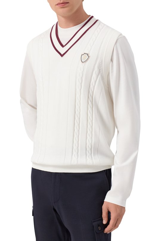 Хлопковый жилет Brunello Cucinelli M28707917T Белый  M28707917T Фото 3