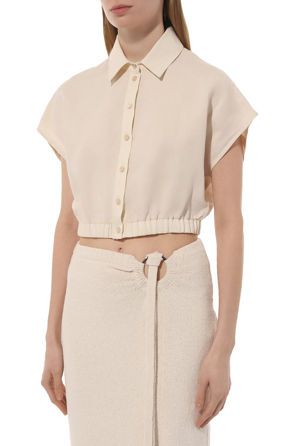 Рубашка из вискозы и льна PATRIZIA PEPE бежевого цвета по цене 16800 руб., арт. 2C1465_A052, фото 3 Рубашка из вискозы и льна PATRIZIA PEPE, арт. 2C1465_A052, фото 3