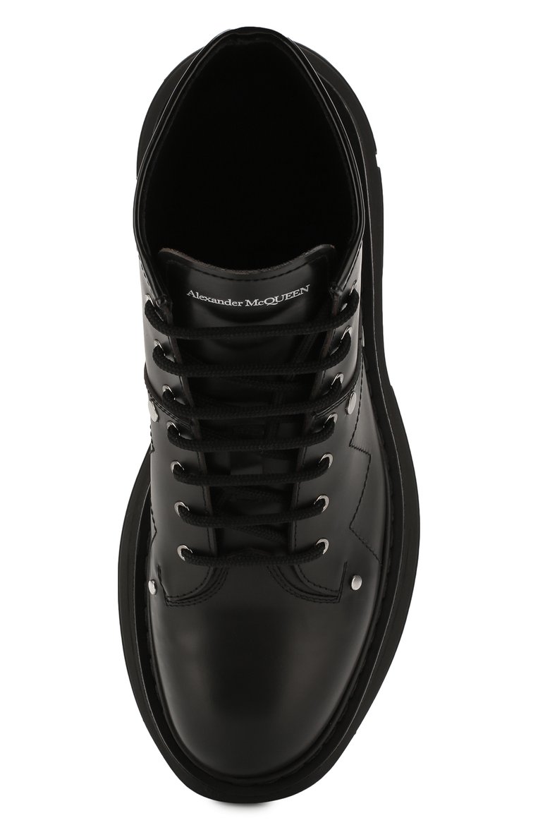 Мужские кожаные ботинки ALEXANDER MCQUEEN черного цвета, арт. 604253/WHQS0 | Фото 5 (Мужское Кросс-КТ: Ботинки-обувь; Стили: Кэжуэл, Гламурный; Материал внутренний: Натуральная кожа; Подошва: Массивная; Материал утеплителя: Без утеплителя; Драгоценные камни: Простав�лено; Материал сплава: Проставлено; Материал внешний: Натуральная кожа)
