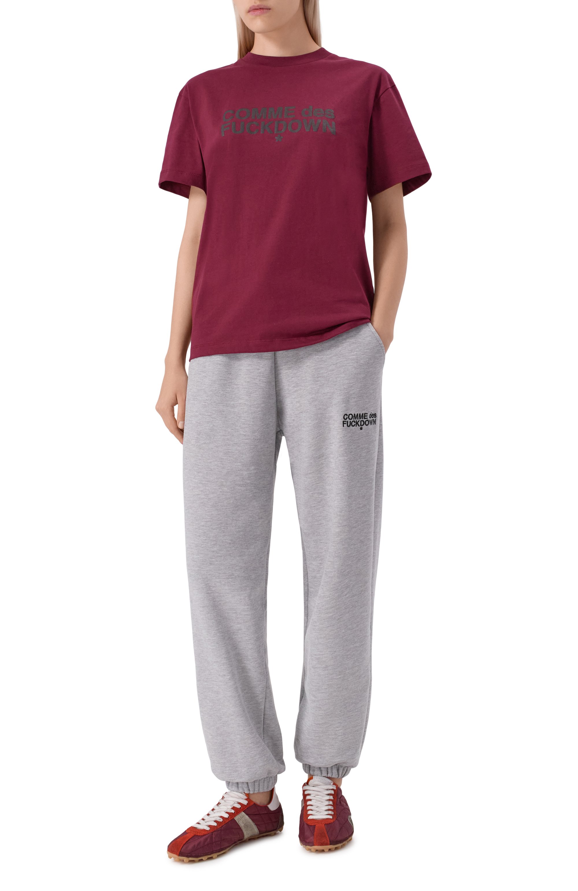 Хлопковая футболка COMME DES FUCKDOWN бордового цвета по цене 5525 руб., арт. CFABW01356, фото 2 Хлопковая футболка COMME DES FUCKDOWN, арт. CFABW01356, фото 2