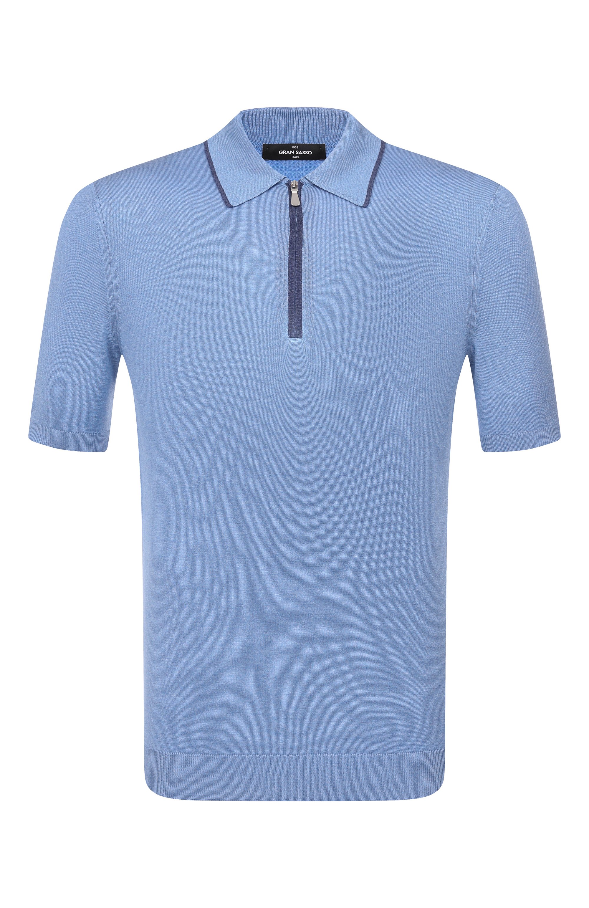 Шелковое поло GRAN SASSO голубого цвета по цене 35700 руб., арт. 43166/23506, фото 1 Шелковое поло GRAN SASSO, арт. 43166/23506, фото 1