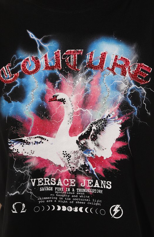 Хлопковая футболка Versace Jeans Couture 77HAHL05/CJ01L Чёрный  77HAHL05/CJ01L Фото 5