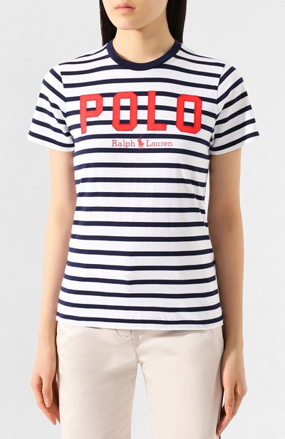 Хлопковая футболка POLO RALPH LAUREN синего цвета по цене 6915 руб., арт. 211782939, фото 3 Хлопковая футболка POLO RALPH LAUREN, арт. 211782939, фото 3