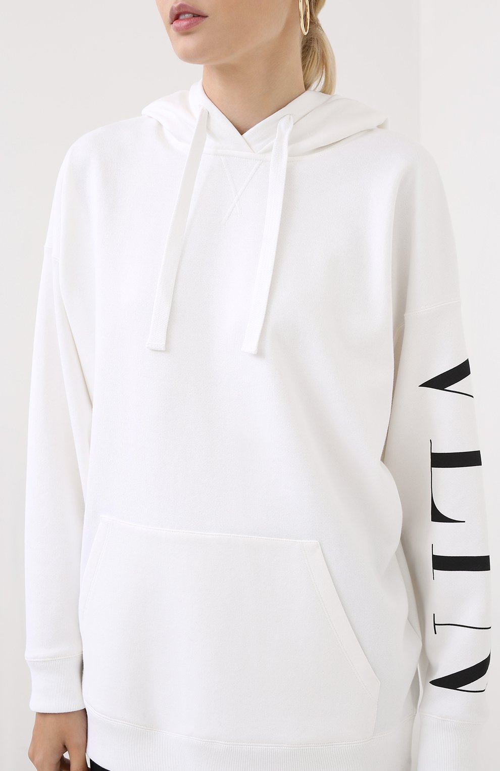 Хлопковое худи VALENTINO белого цвета по цене 108000 руб., арт. UB3MF06G5M7, фото 3 Хлопковое худи VALENTINO, арт. UB3MF06G5M7, фото 3