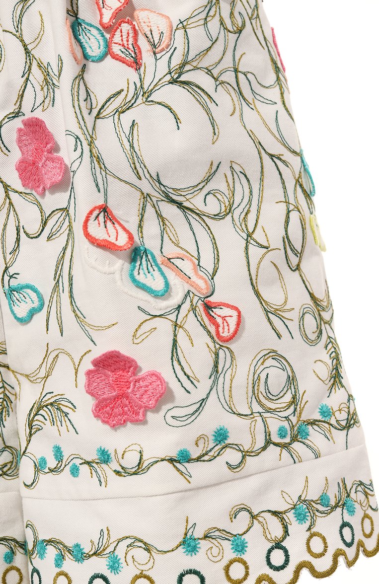 Женские хлопковые шорты ELIE SAAB белого цвета, арт. P0025N | Фото 5 (Материал внешний: Хлопок; Длина Ж (юбки, платья, шорты): Мини; Стили: Романтичный)