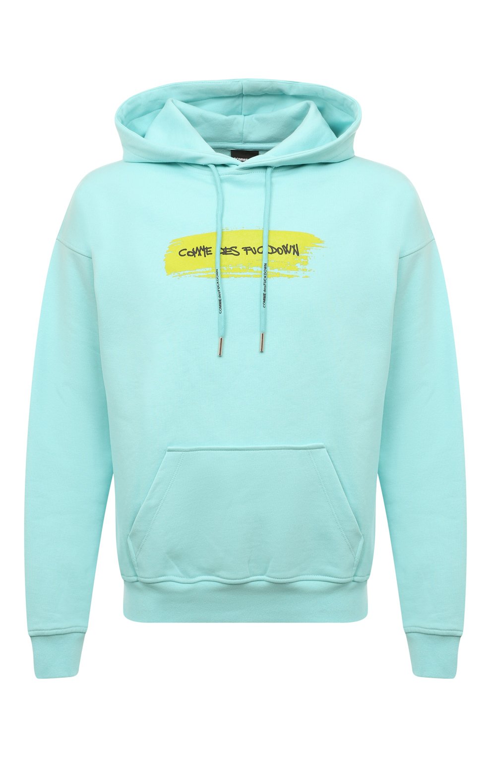Хлопковое худи COMME DES FUCKDOWN бирюзового цвета по цене 21850 руб., арт. CDFU2190, фото 1 Хлопковое худи COMME DES FUCKDOWN, арт. CDFU2190, фото 1