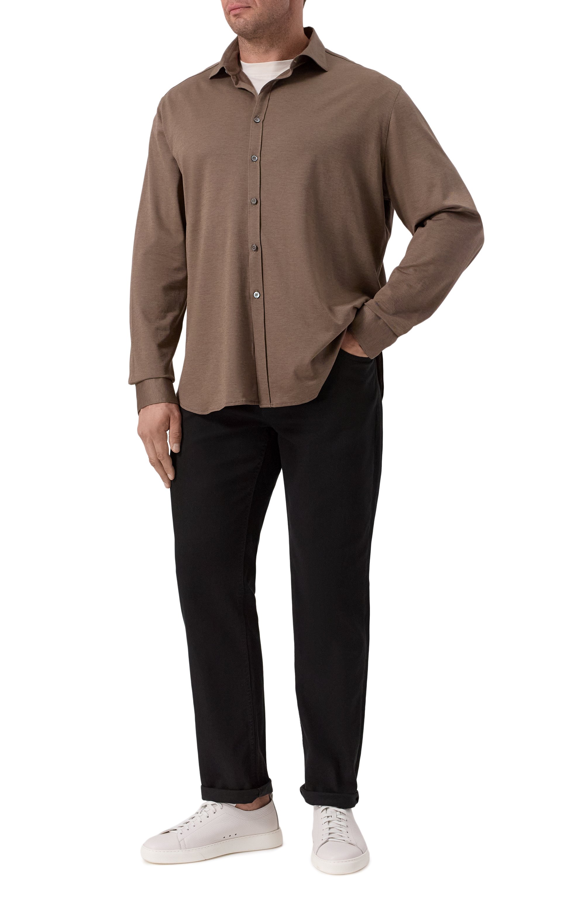 Рубашка из хлопка и лиоцелла CANALI коричневого цвета по цене 38200 руб., арт. CSL70B1/GN03485, фото 2 Рубашка из хлопка и лиоцелла CANALI, арт. CSL70B1/GN03485, фото 2