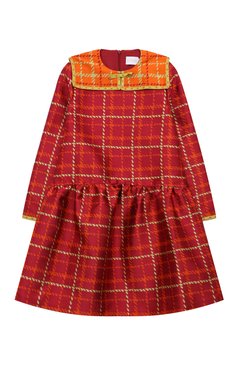 Детское платье EIRENE красного цвета, арт. FW232427/9/10A-14/15A | Фото 1 (Материал внешний: Синтетический материал; Материал подклада: Хлопок; Рукава: Длинные; Случай: Повседневный; Девочки Кросс-КТ: Платье-одежда)