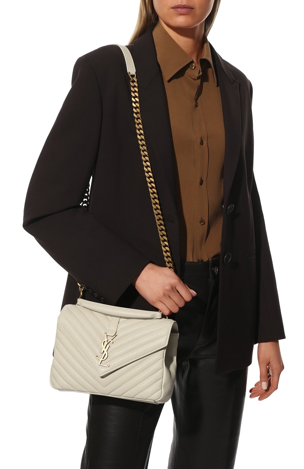 Сумка college medium SAINT LAURENT кремового цвета по цене 339500 руб., арт. 600279/BRM07, фото 6 Сумка college medium SAINT LAURENT, арт. 600279/BRM07, фото 6