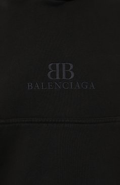 Женский хлопковое худи BALENCIAGA черного цвета, арт. 783397/TQVS9 | Фото 5 (Рукава: Длинные; Материал сплава: Проставлено; Драгоценные камни: Проставлено; Материал внешний: Хлопок; Длина (для топов): Стандартные; Женское Кросс-КТ: Худи-одежда; Стили: Гранж, Спорт-шик)