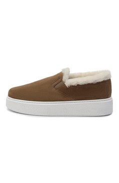 Женские замшевые слипоны PRADA бежевого цвета, арт. 1S484M-JFT-F01Y4-ZF45 | Фото 4 (Материал внешний: Шерсть, Замша, Текстиль, Натуральная кожа; Подошва: Платформа; Материал сплава: Проставлено; Драгоценные камни: Проставлено; Кросс-КТ: Низкие)