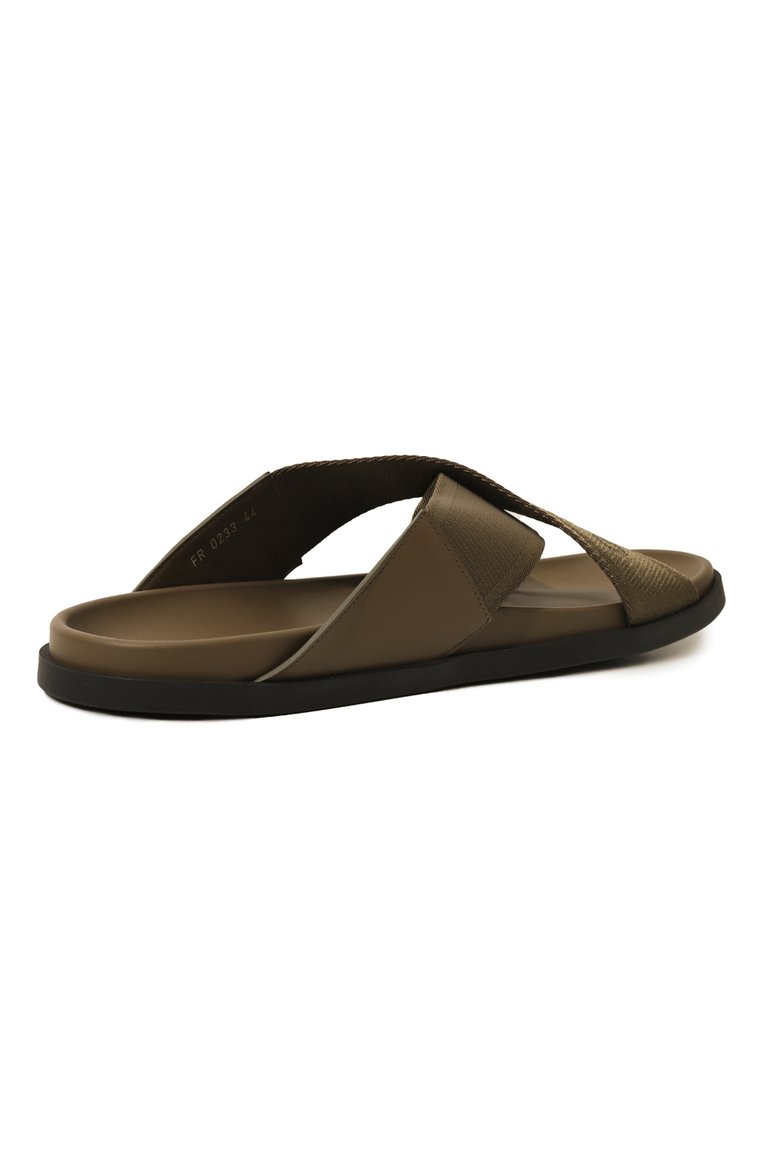 Мужские текстильные шлепанцы g plage GIVENCHY хаки цвета, арт. BH301ZH1H5 | Фото 5 (Нос: Не проставлено; Материал внутренний: Текстиль; Материал внешний: Текстиль)