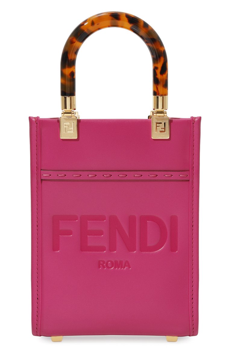 Женская сумка sunshine mini FENDI фуксия цвета, арт. 8BS051 ABVL | Фото 1 (Размер: mini; Ремень/цепочка: На ремешке; Материал: Натуральная кожа)