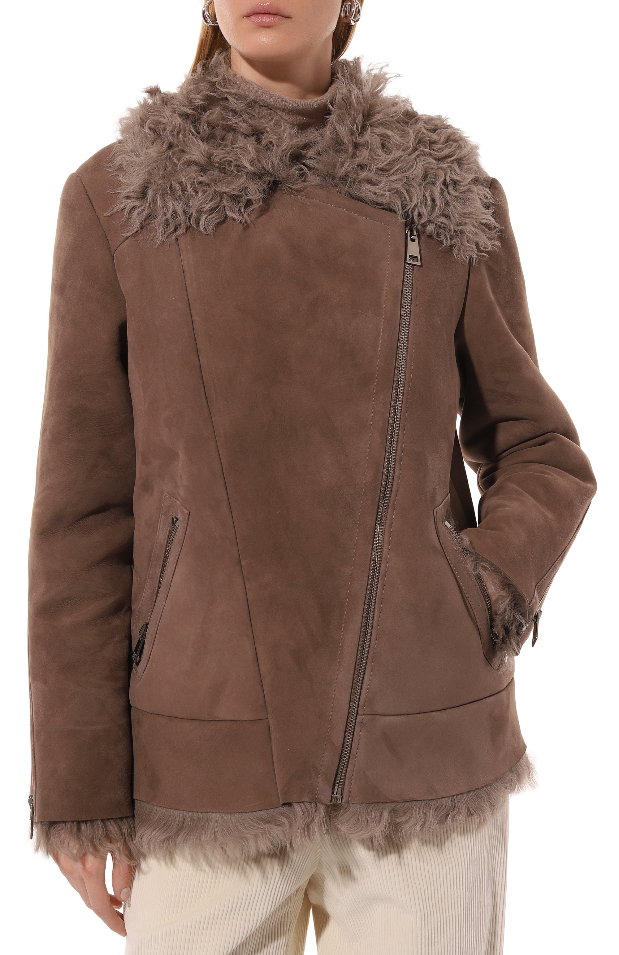 Дубленка из овчины MASLOV коричневого цвета по цене 215010 руб., арт. WS234, фото 3 Дубленка из овчины MASLOV, арт. WS234, фото 3