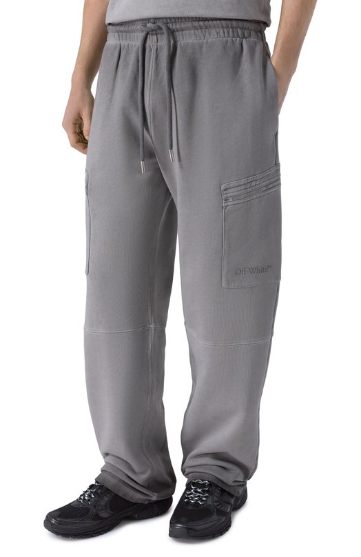 Хлопковые брюки Off-White 0MCH059F25FLE003 Серый  0MCH059F25FLE003 Фото 3