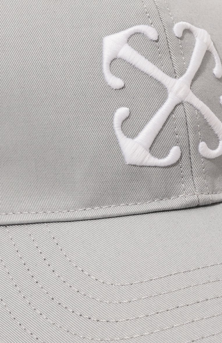 Мужская хлопковая бейсболка OFF-WHITE серого цвета, арт. 0MLB052S24FAB006 | Фото 4 (Материал: Хлопок, Текстиль; Нос: Не проставлено)