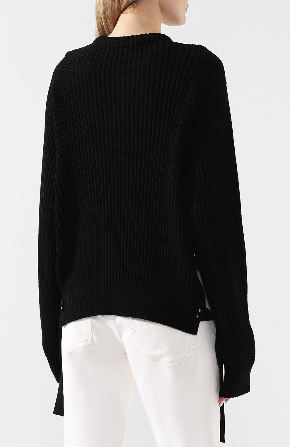 Хлопковый пуловер HELMUT LANG черного цвета по цене 42950 руб., арт. I09HW717, фото 4 Хлопковый пуловер HELMUT LANG, арт. I09HW717, фото 4