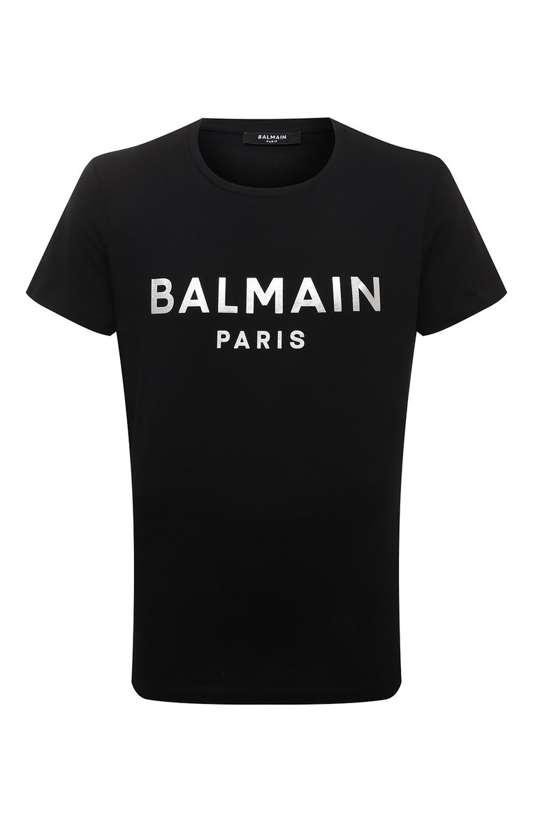 Мужская хлопковая футболка BALMAIN темно-синего цвета, арт. AH1EF000BB29 | Фото 1 (Материал внешний: Хлопок; Рукава: Короткие; Длина (для топов): Стандартные; Стили: Кэжуэл; Принт: С принтом; Мужское Кросс-КТ: Футболка-одежда; Кросс-КТ: Джерси)