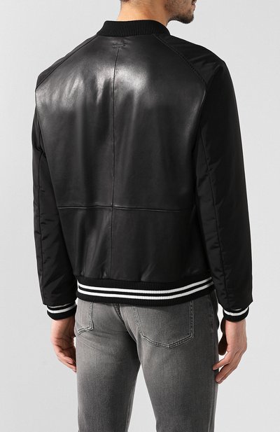 Кожаный бомбер BOSS черного цвета по цене 53500 руб., арт. 50398818, фото 4 Кожаный бомбер BOSS, арт. 50398818, фото 4