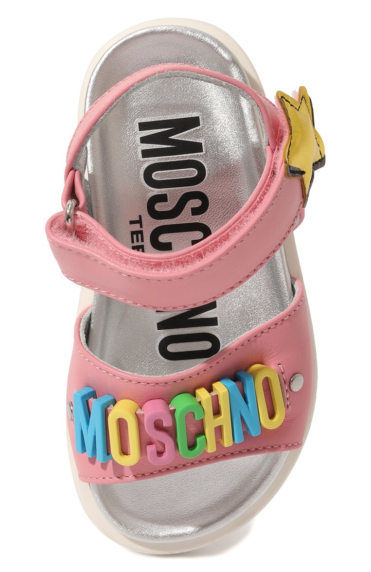 Детские кожаные сандалии MOSCHINO розового цвета, арт. 74415/20-27 | Фото 4 (Материал внутренний: Натуральная кожа; Материал сплава: Проставлено; Нос: Не проставлено)